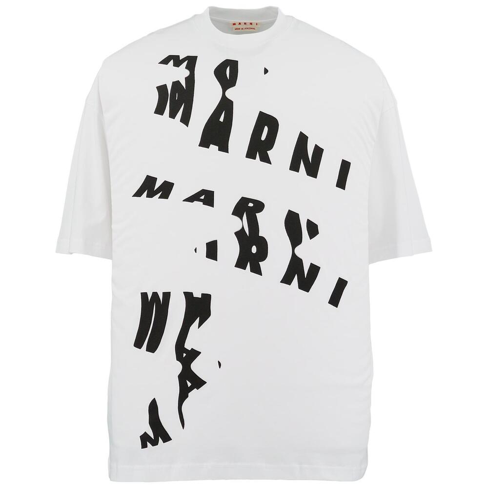 NEW MARNI men's scanned logo t-shirt in white